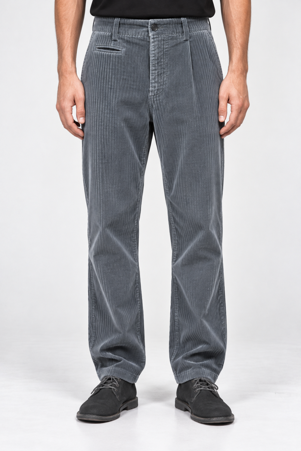 Regular Fit Corduroy Trousers Steel Grey