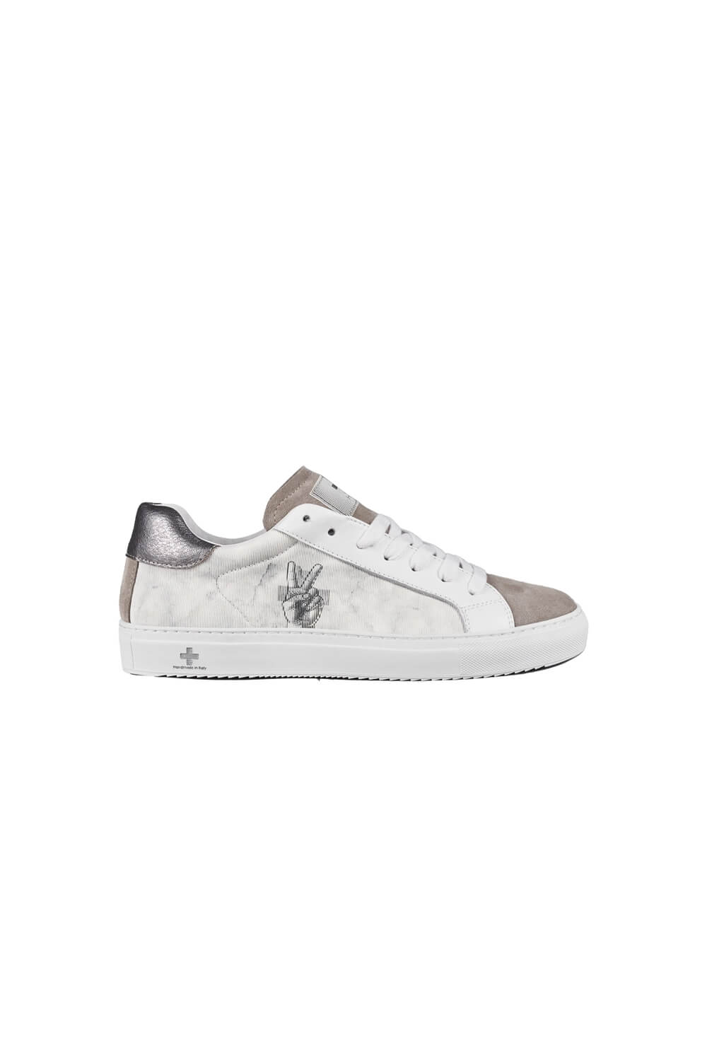 Suede Leather Hologram Logo Low Top City Sneaker Taupe/White/Grey