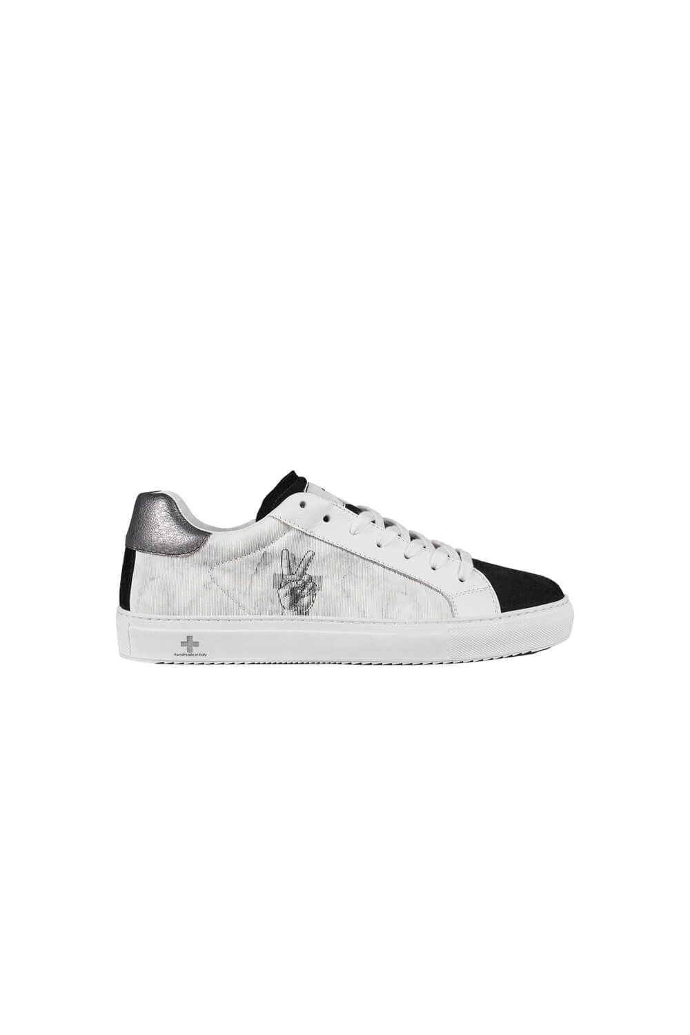 Suede Leather Hologram Logo Low Top City Sneaker White/Black