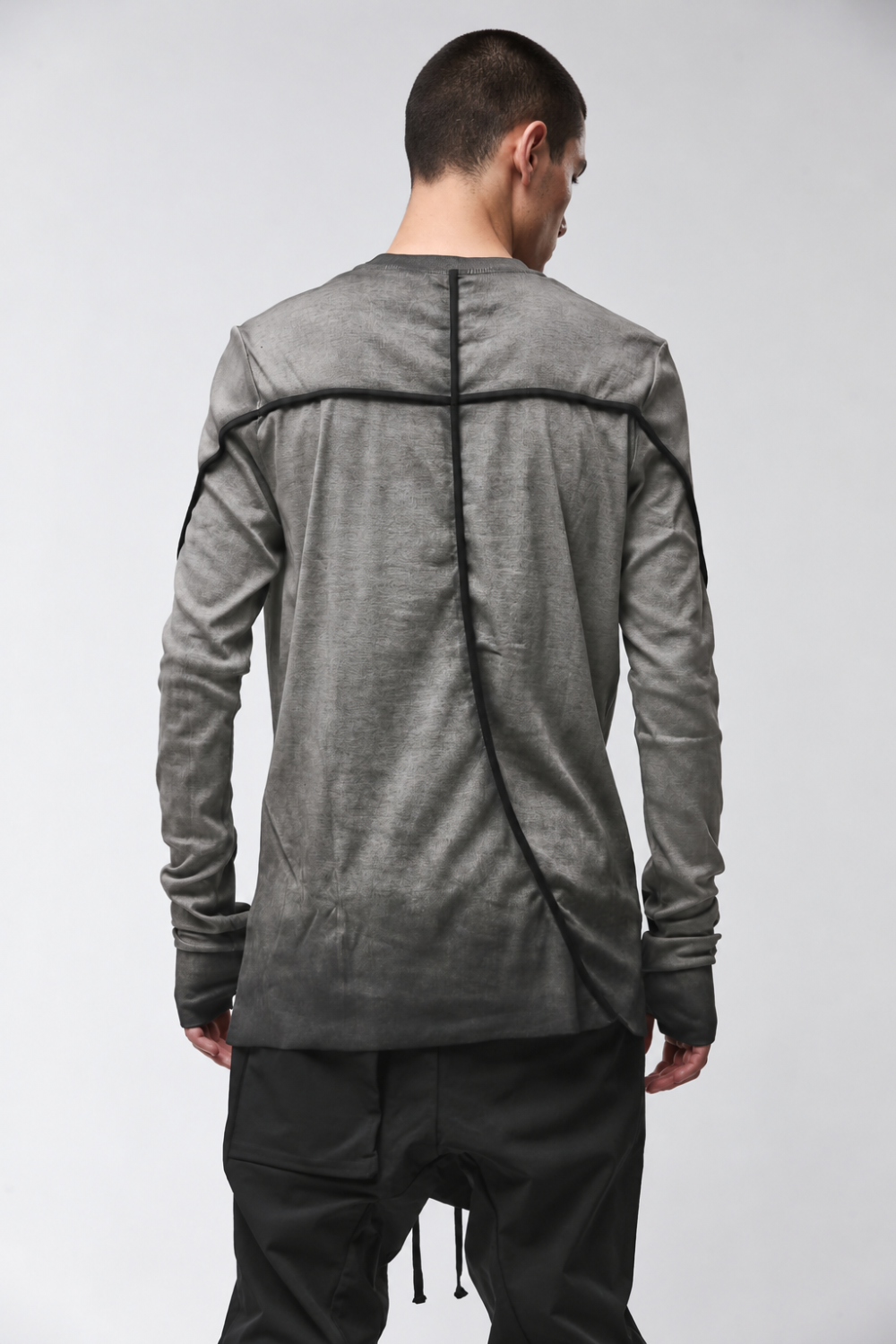 M TS 960 Cotton Blend Long-Sleeve T-Shirt W/ Thumbhole Detail Grey