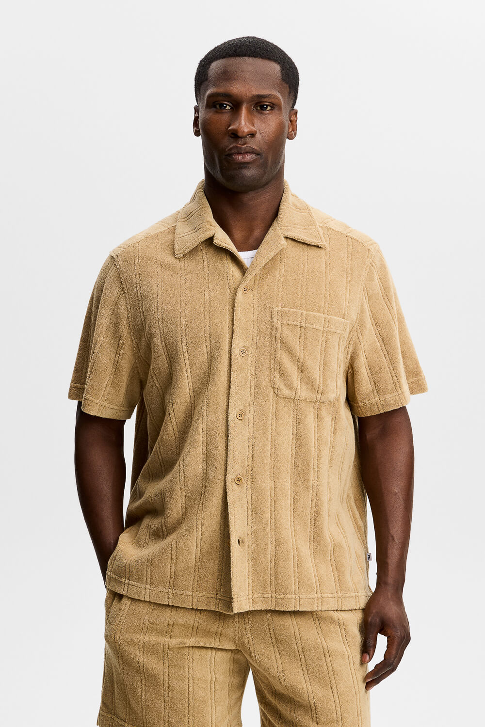 Ted Stripe Terry Shirt Camel