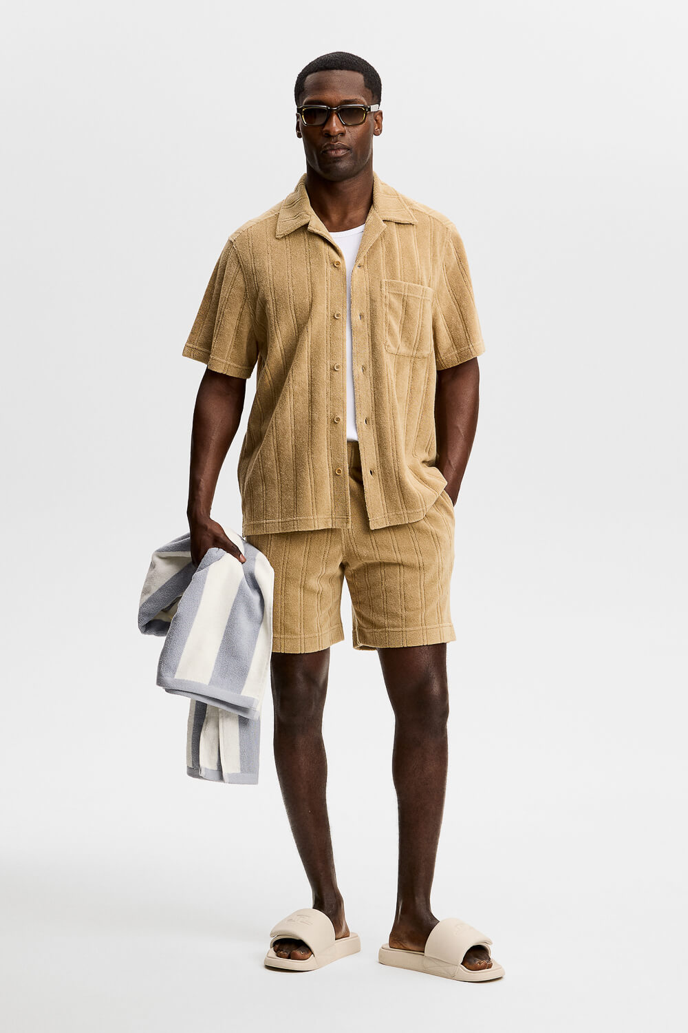 Ted Stripe Terry Shirt Camel