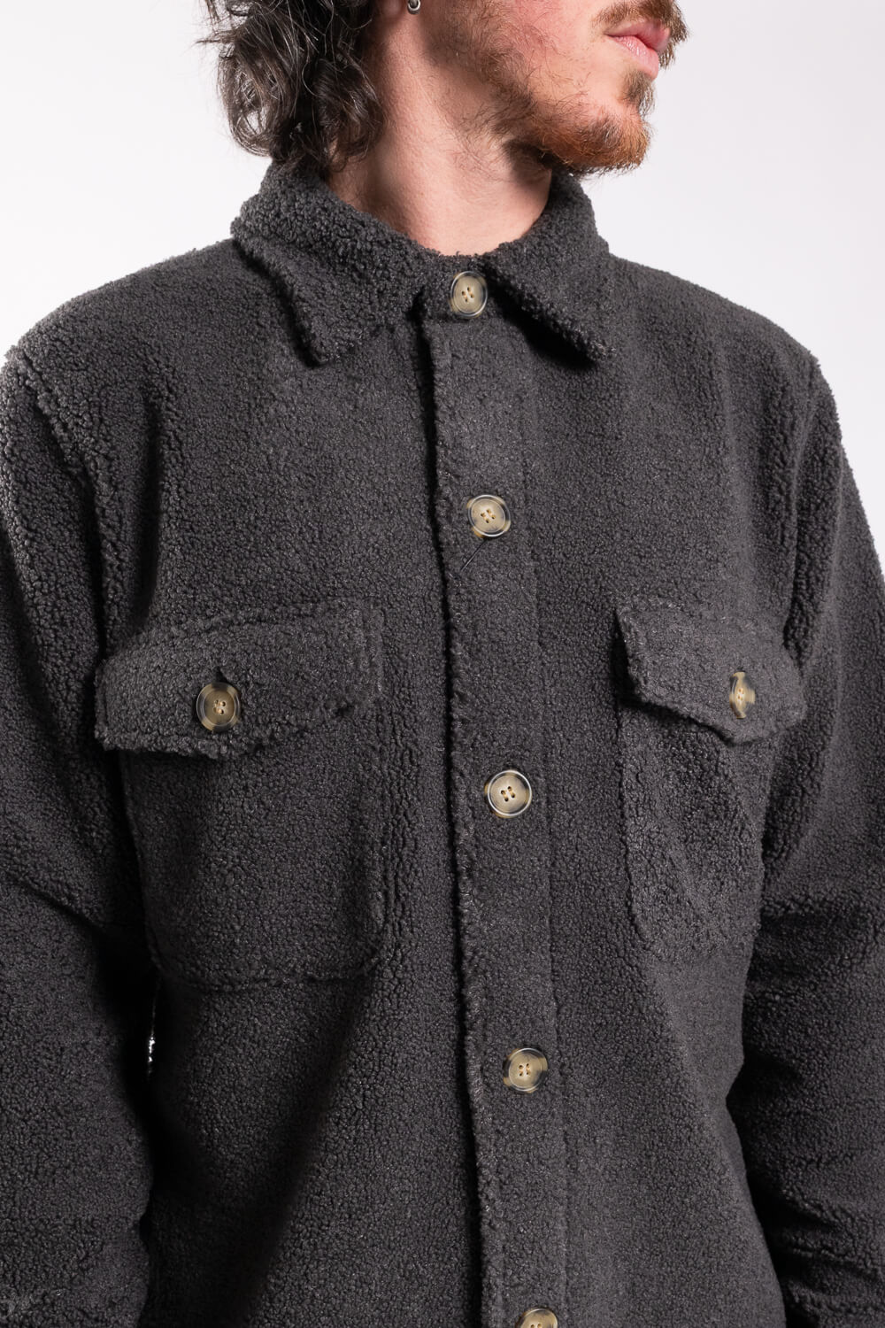 Teddy Towel Overshirt Charcoal