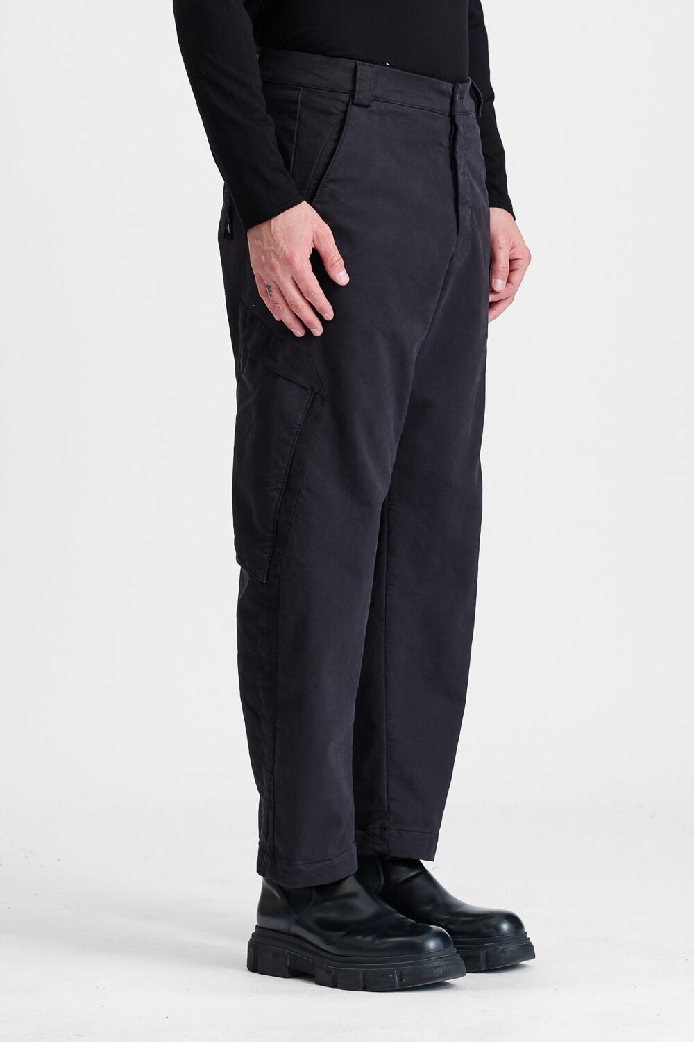 Tencel/Modal Loose-Fit Cargo Trousers Black