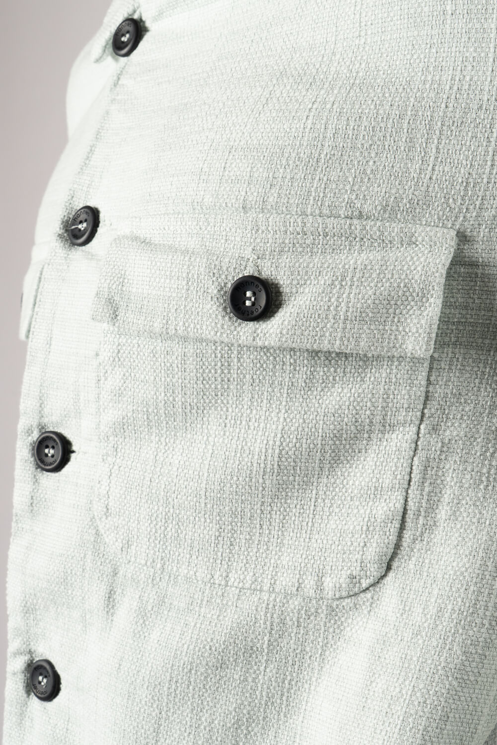 Textured Cotton Front Pocket Overshirt Matcha