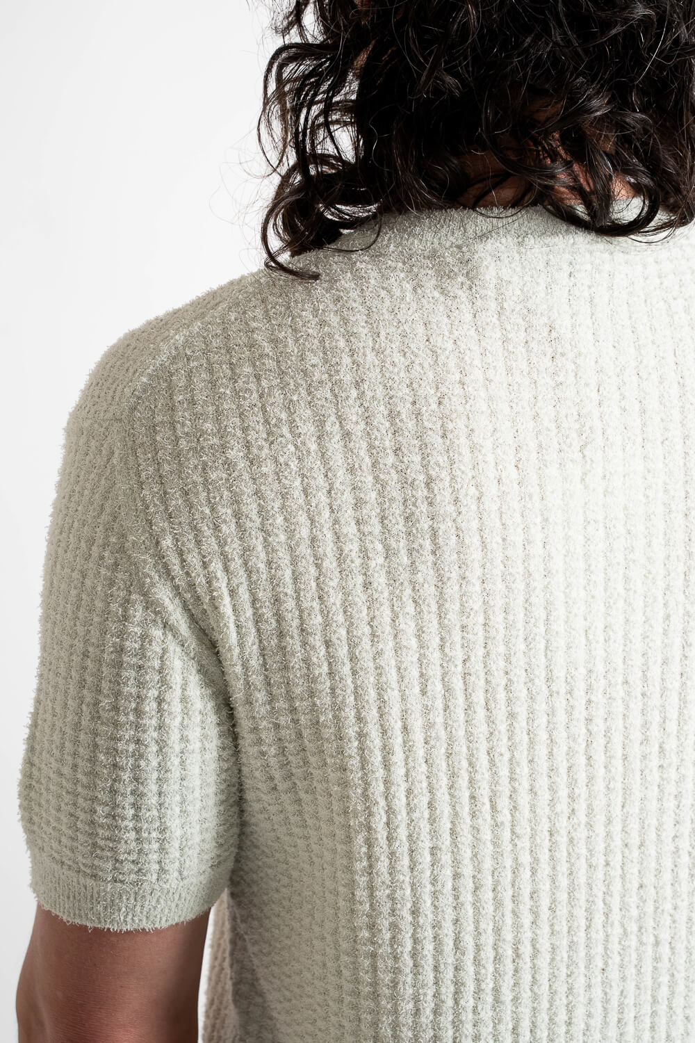 Textured Cotton Round Neck T-Shirt Mint