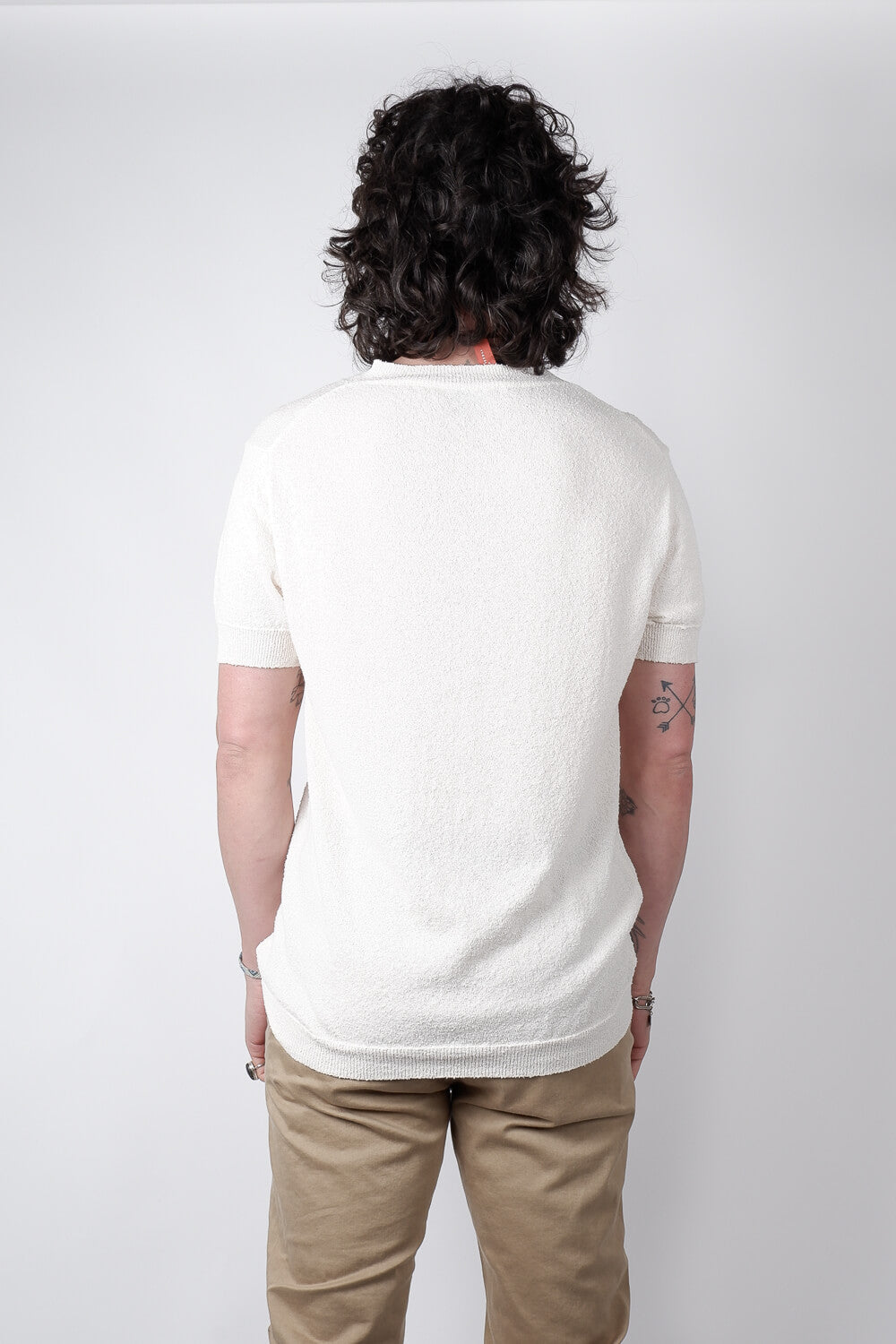 Textured Cotton T-Shirt Cream