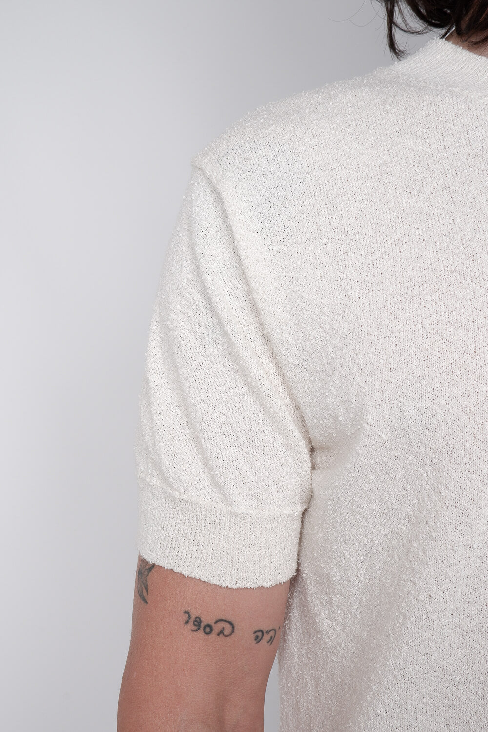 Textured Cotton T-Shirt Cream