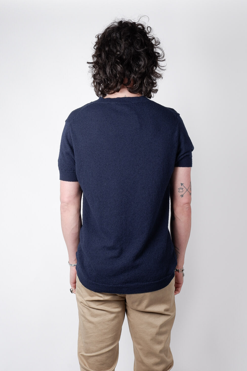 Textured Cotton T-Shirt Navy