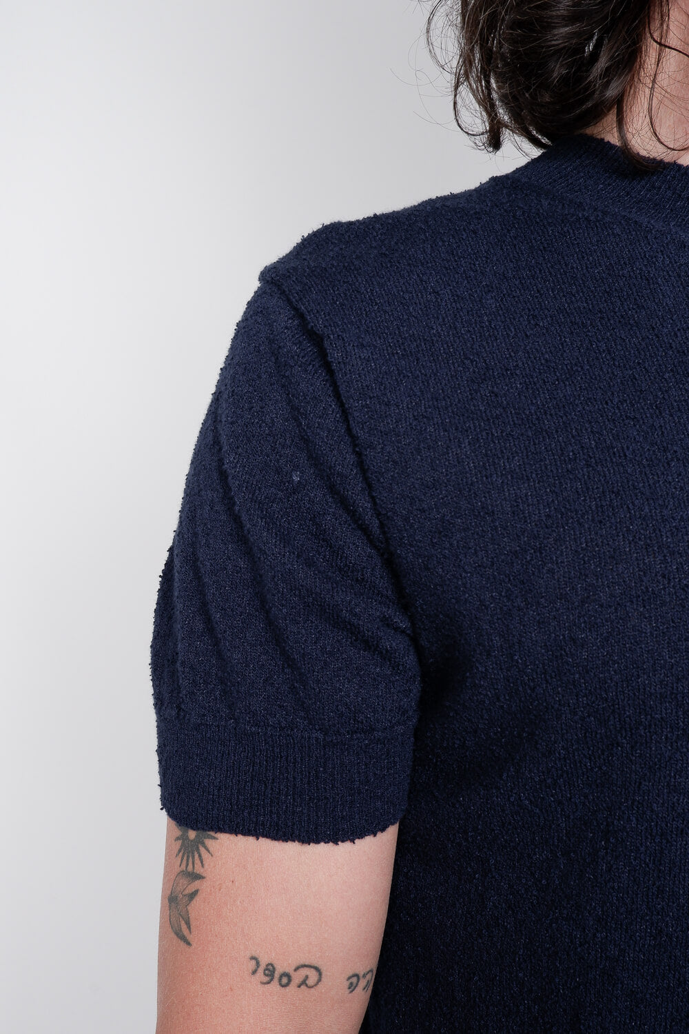 Textured Cotton T-Shirt Navy