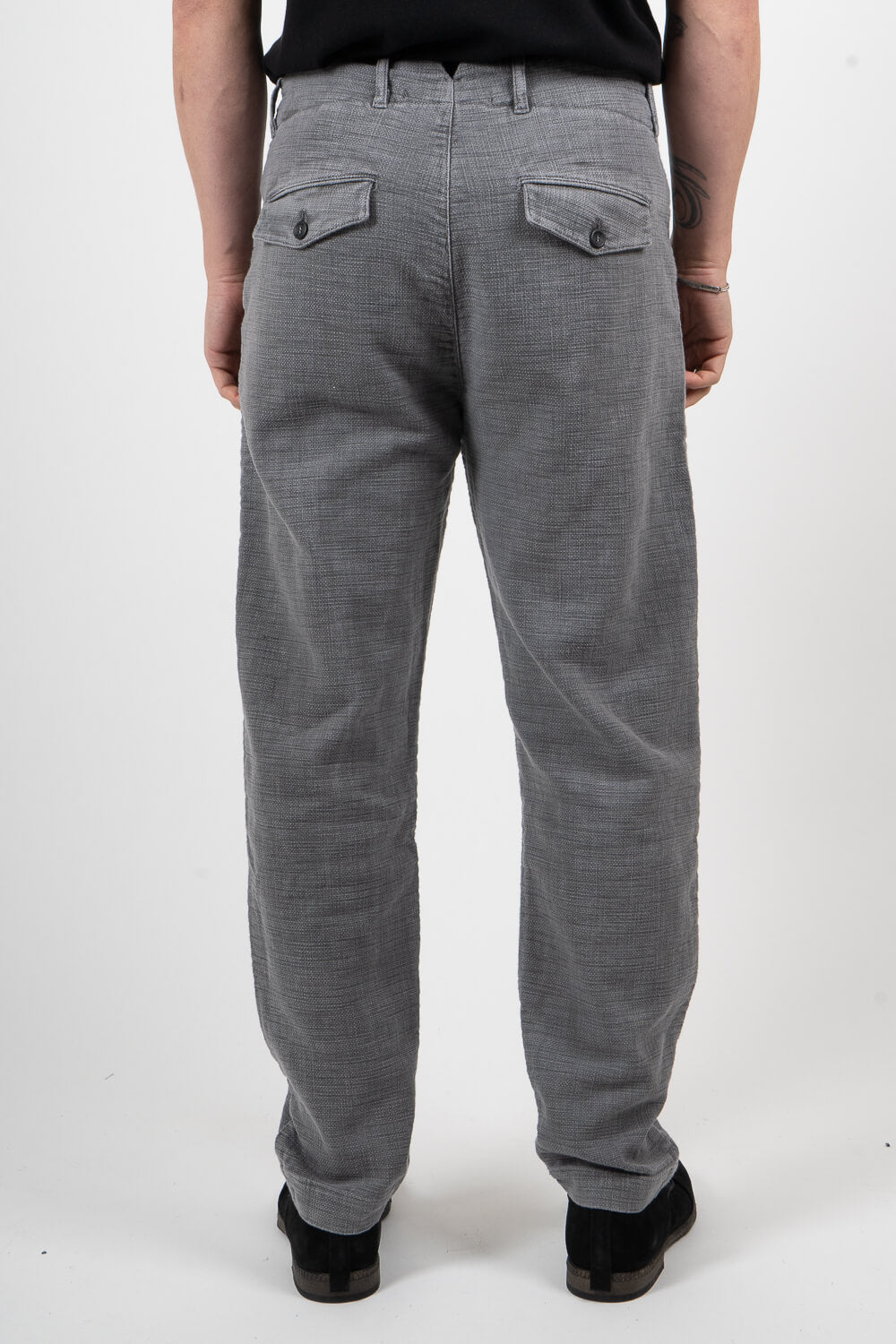 Textured Cotton Trousers Grey
