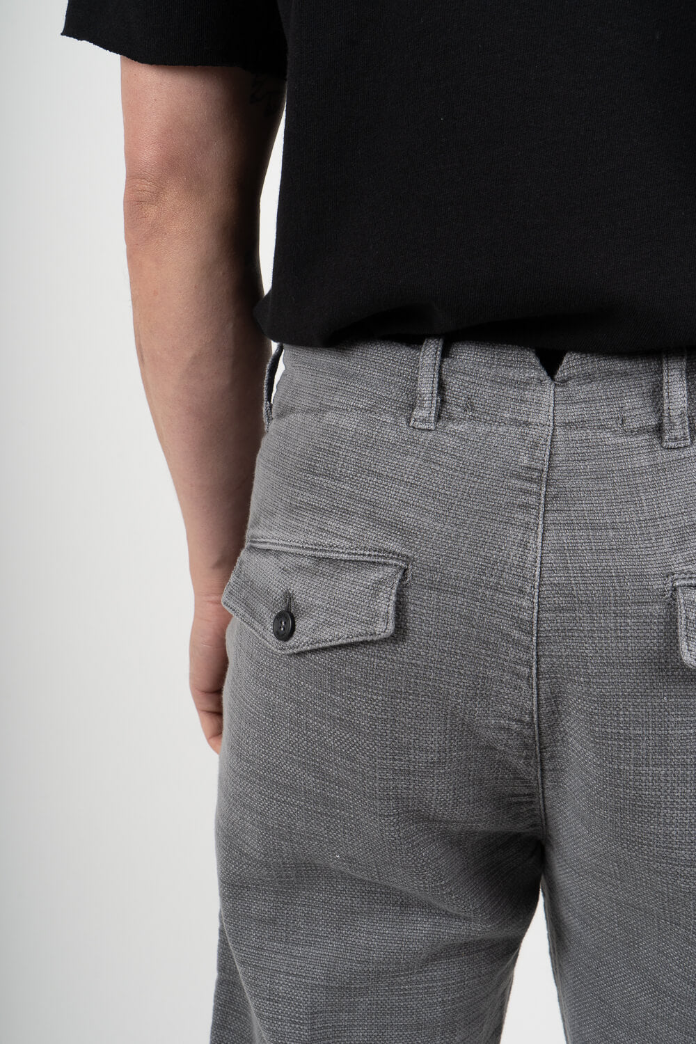 Textured Cotton Trousers Grey