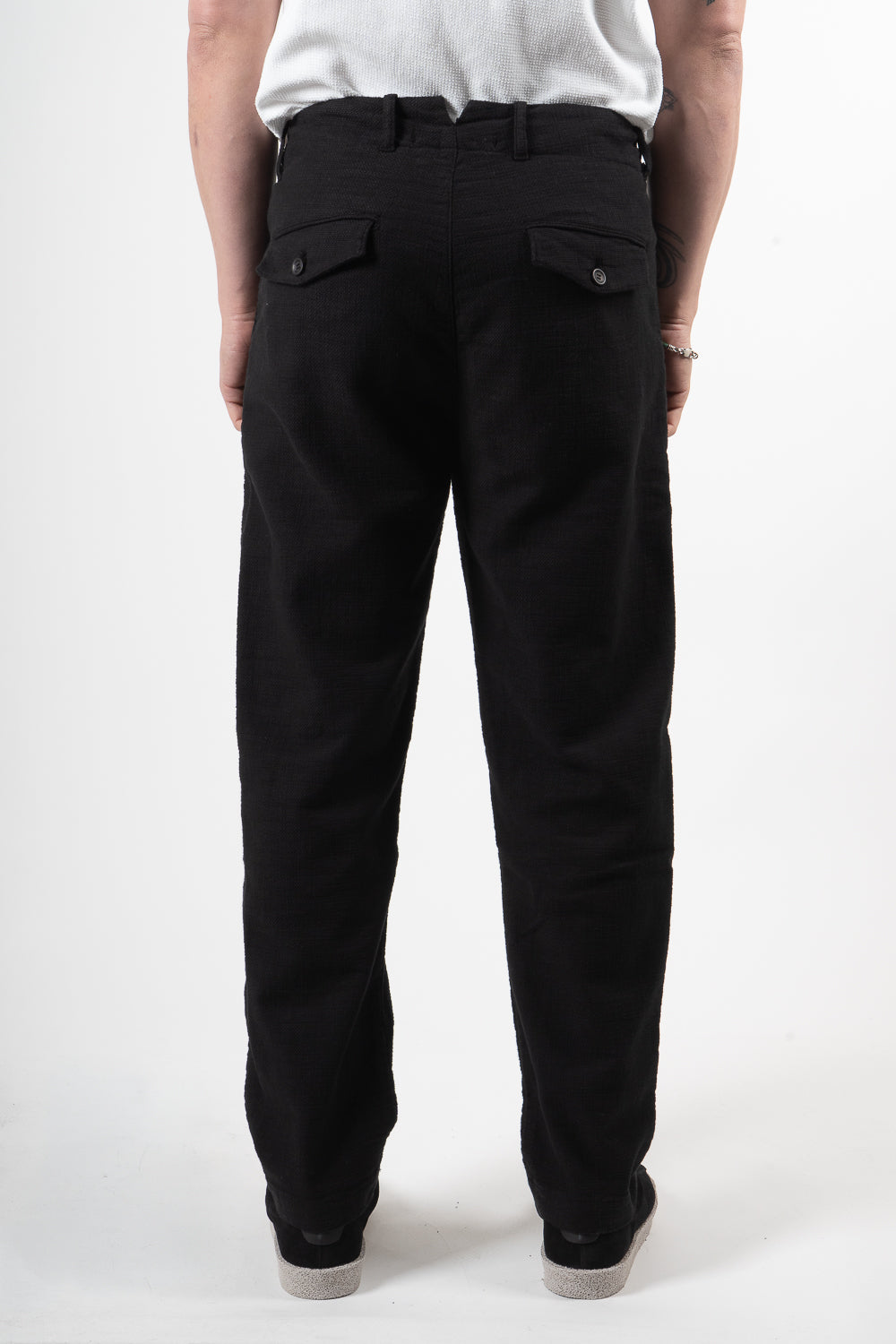 Textured Cotton Trousers Black