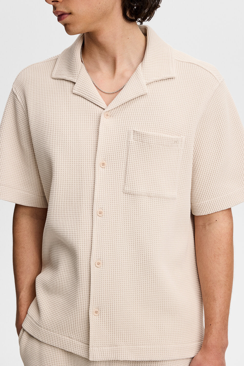 Theron Waffle Shirt Cream