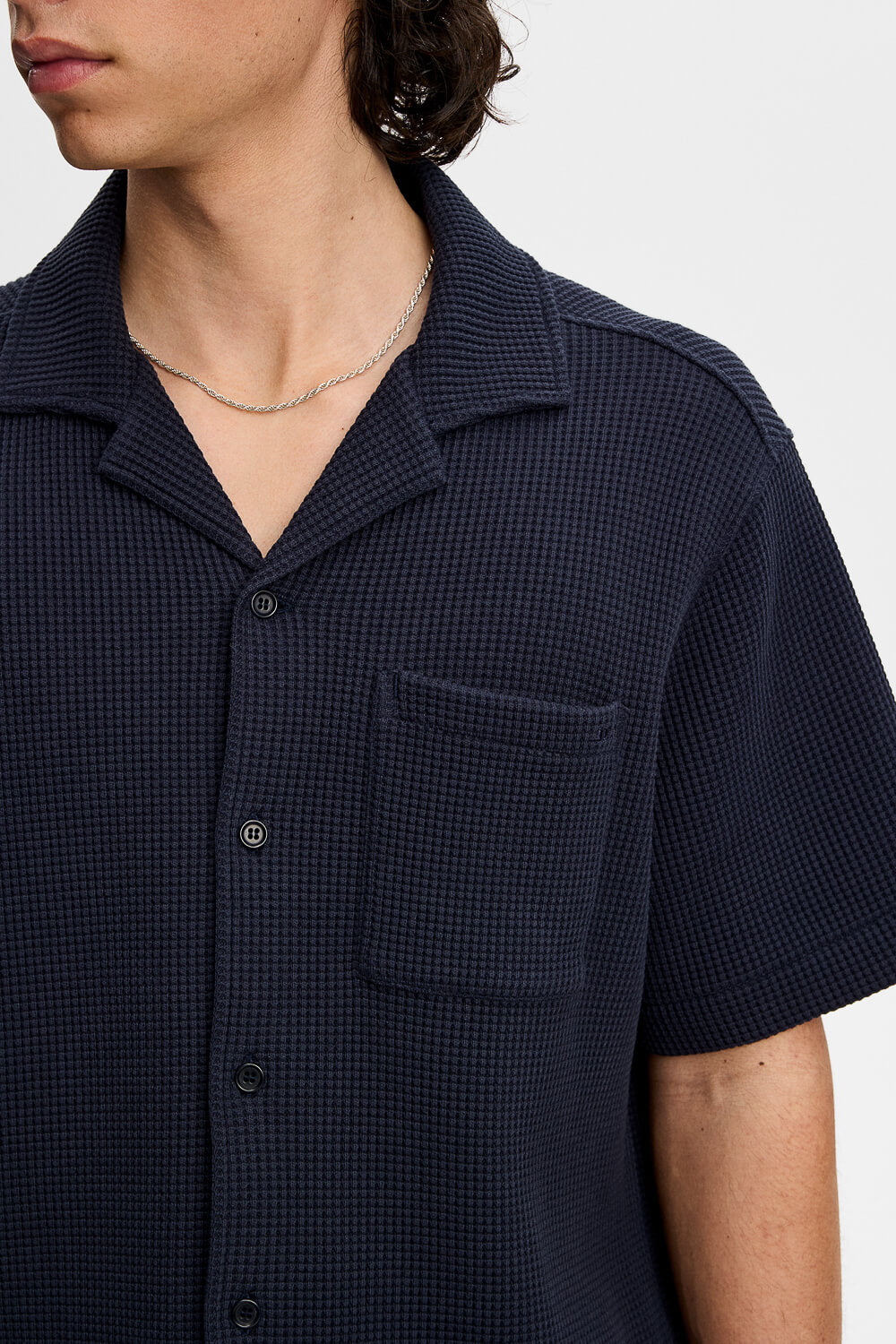 Theron Waffle Shirt Navy