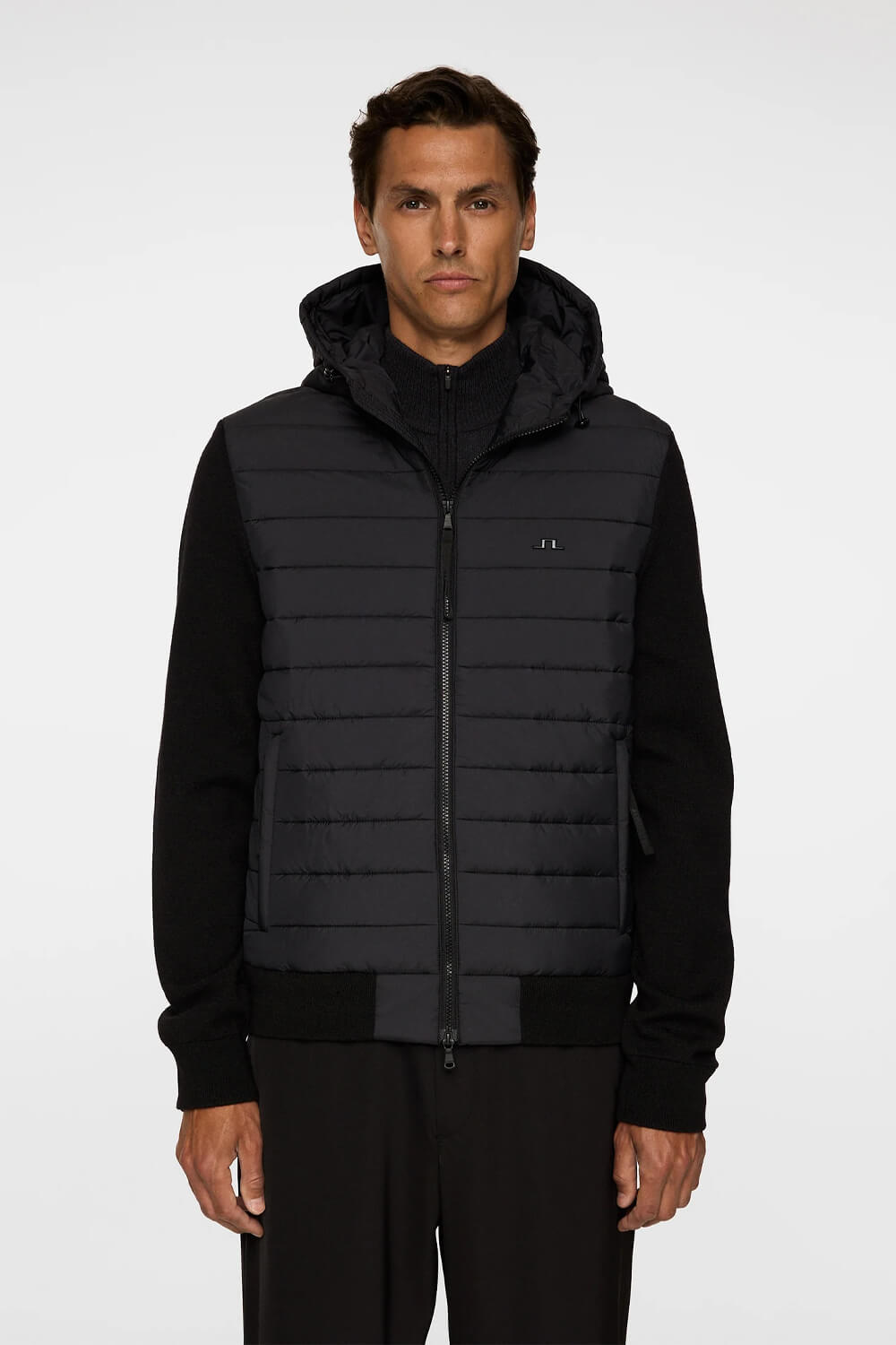 Thorn Hood Knit Hybrid Jacket Black