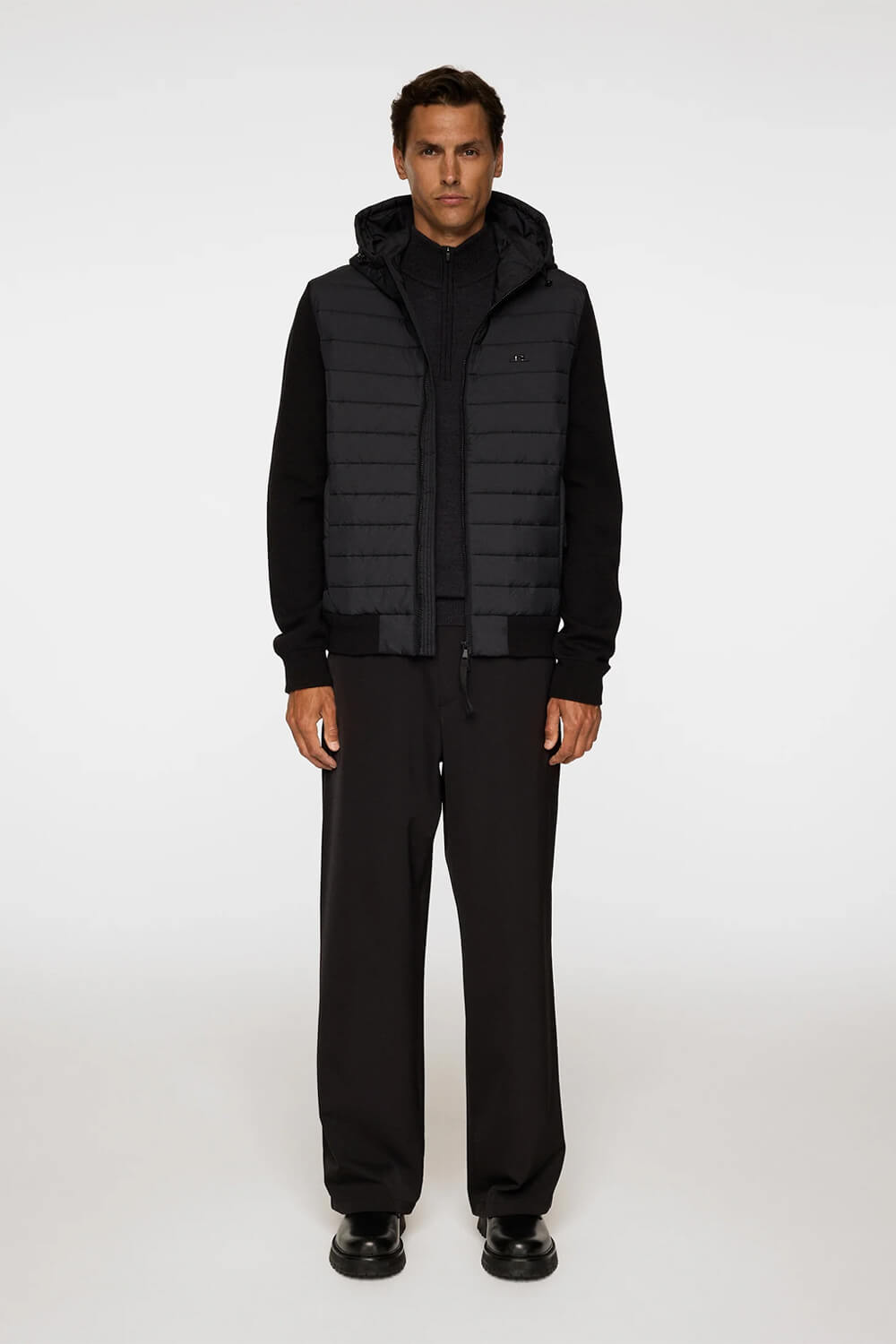 Thorn Hood Knit Hybrid Jacket Black