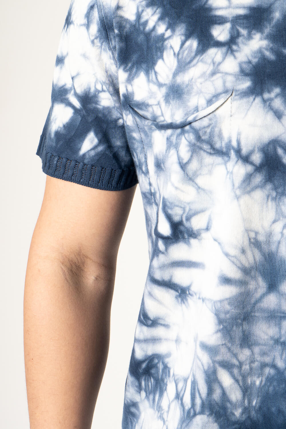 Tie-Dye Effect Italian Cotton Button-Up Shirt Blue