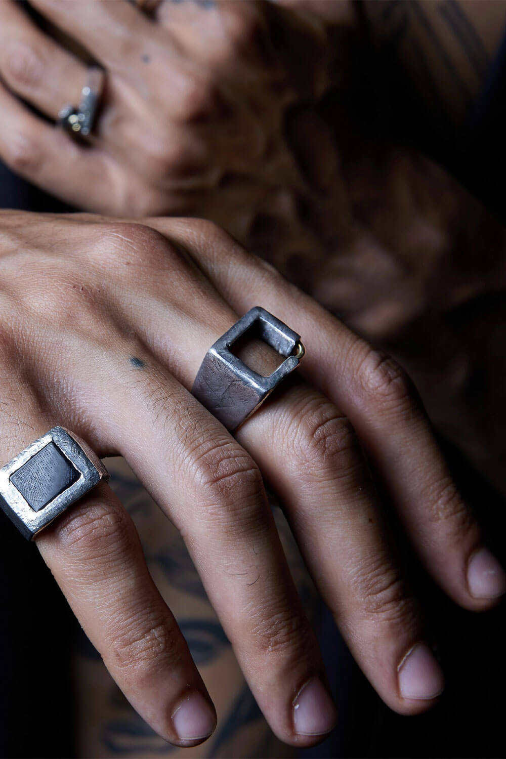 Turret Ring Sterling Silver W/ 9kt Gold Detail