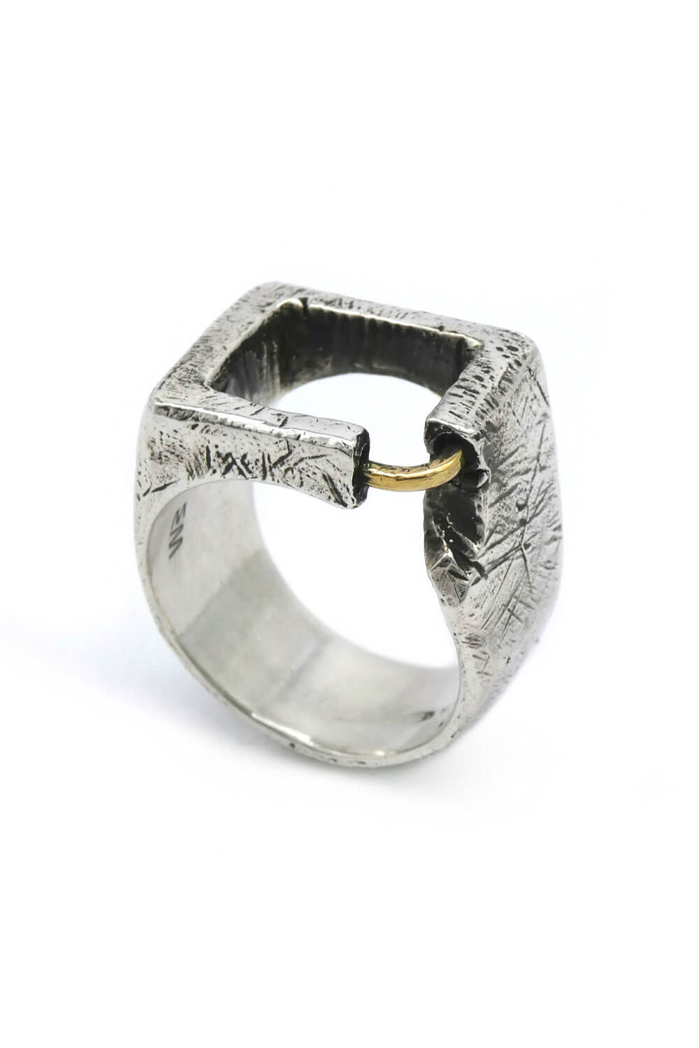 Turret Ring Sterling Silver W/ 9kt Gold Detail