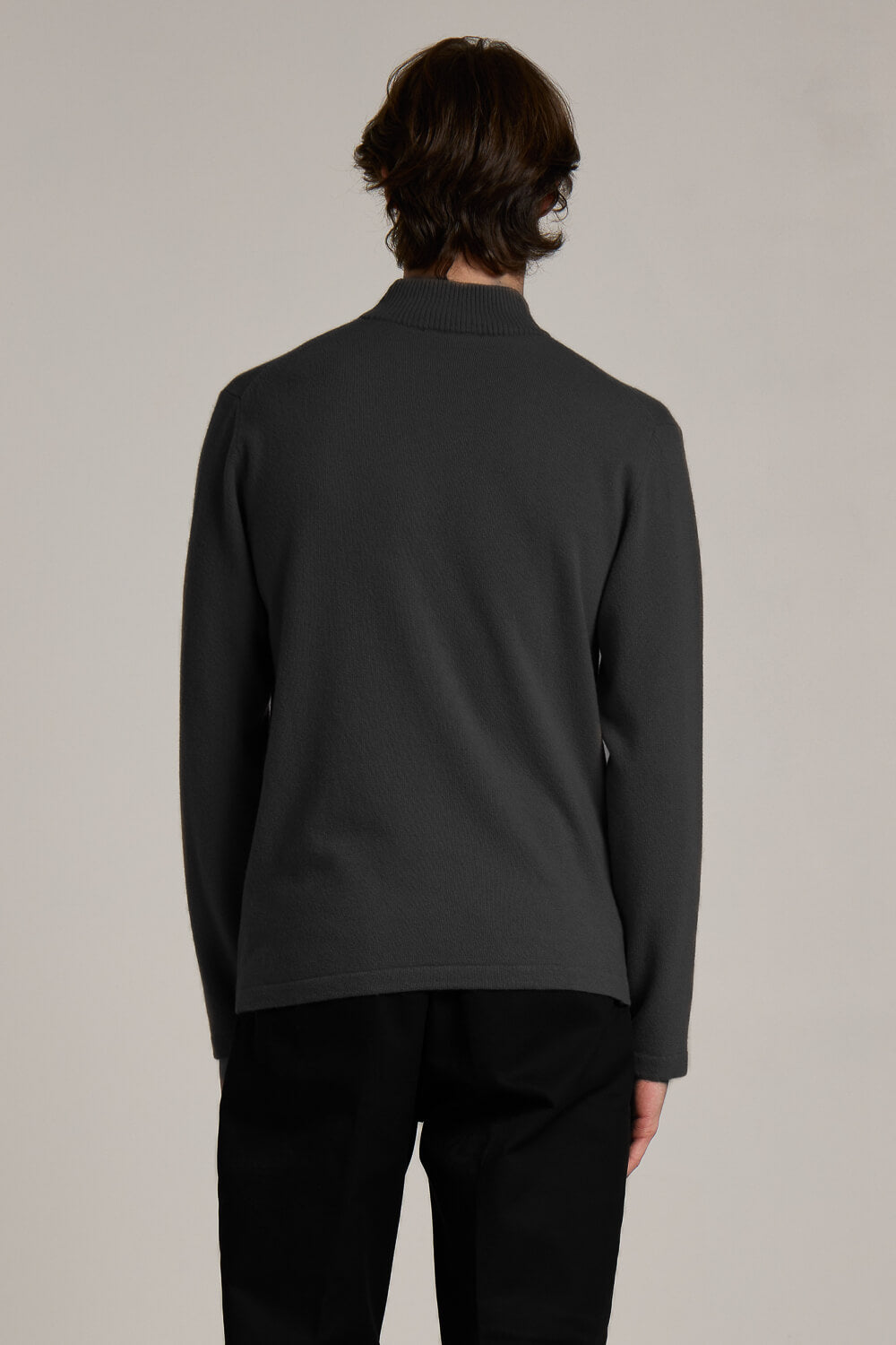 Turtle Neck Ultra Soft Merino Cashmere Sweater Charcoal Grey