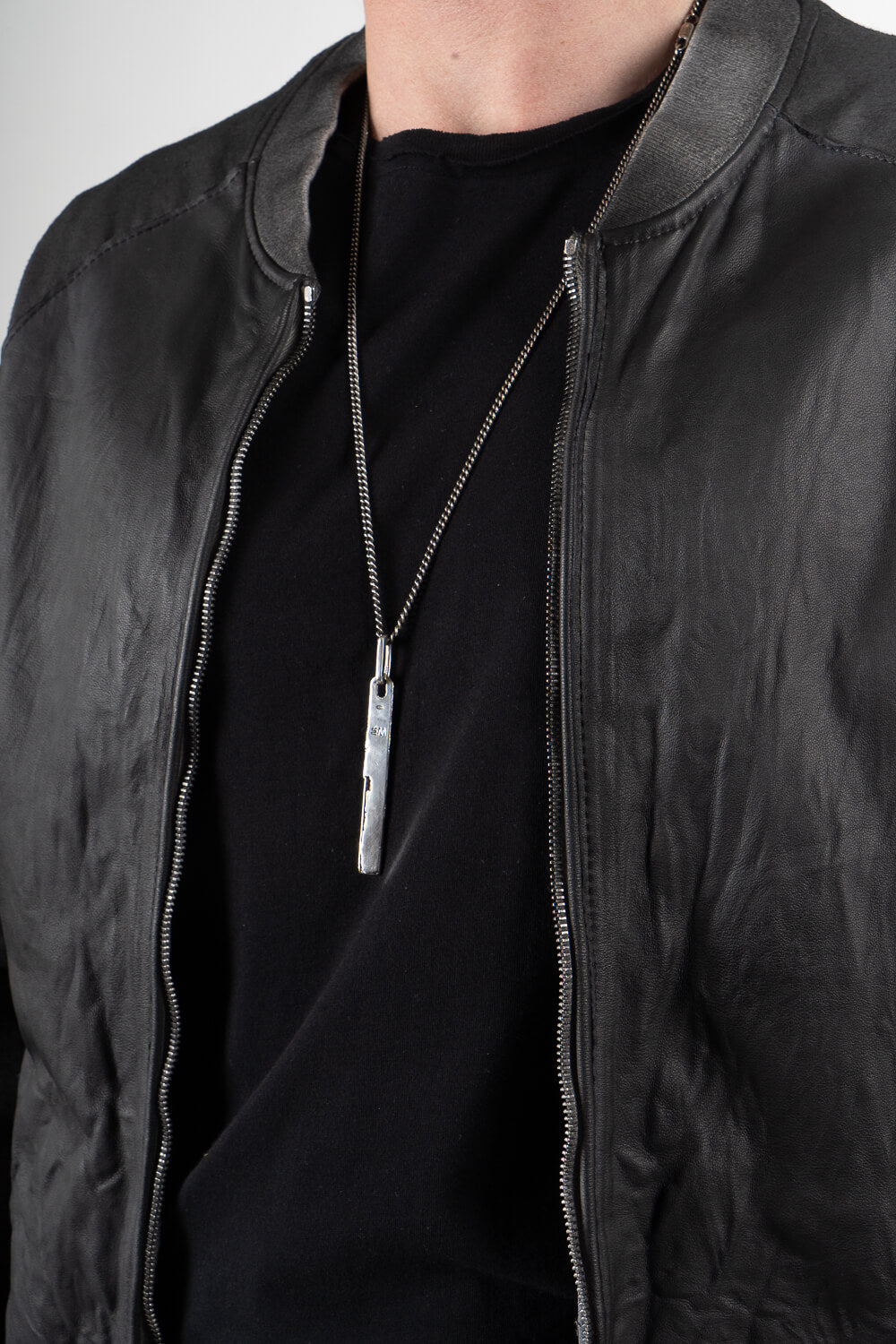Tuscan Cold-Dye Effect Leather Jacket W/ Jersey Cotton Arms Blue/Black