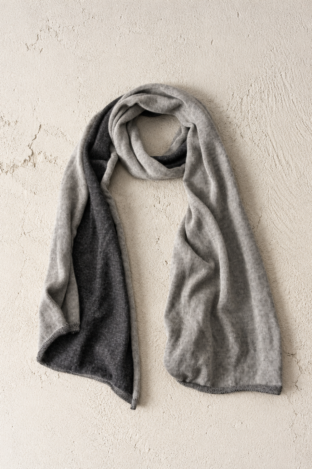 Cashmere & Virgin Wool Reversible Scarf Grey