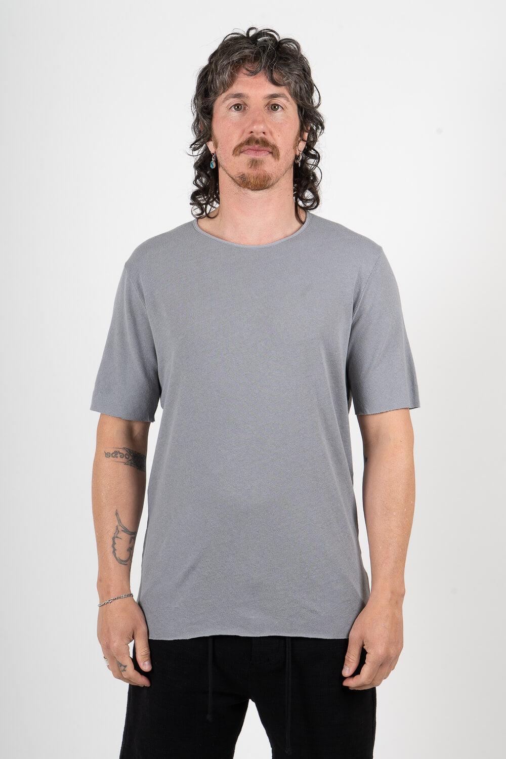 Ultra Soft Cotton/Linen Round Neck T-Shirt Grey
