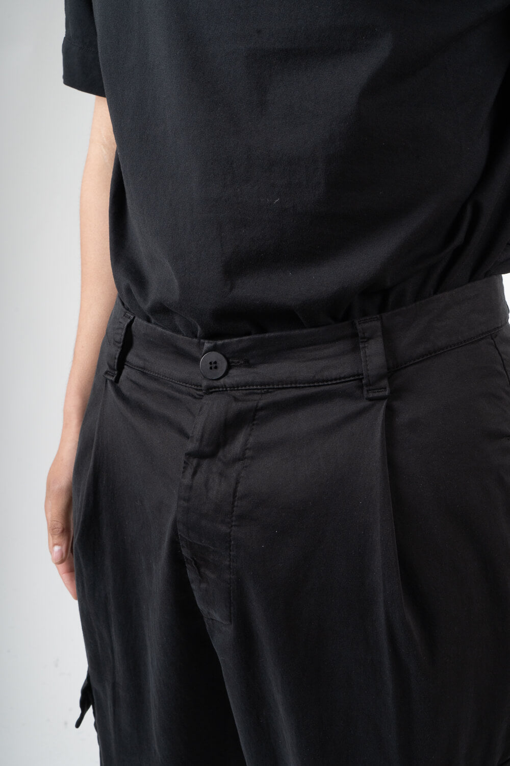 Ultra Soft Cotton Relaxed Fit Cargo Trouser Black