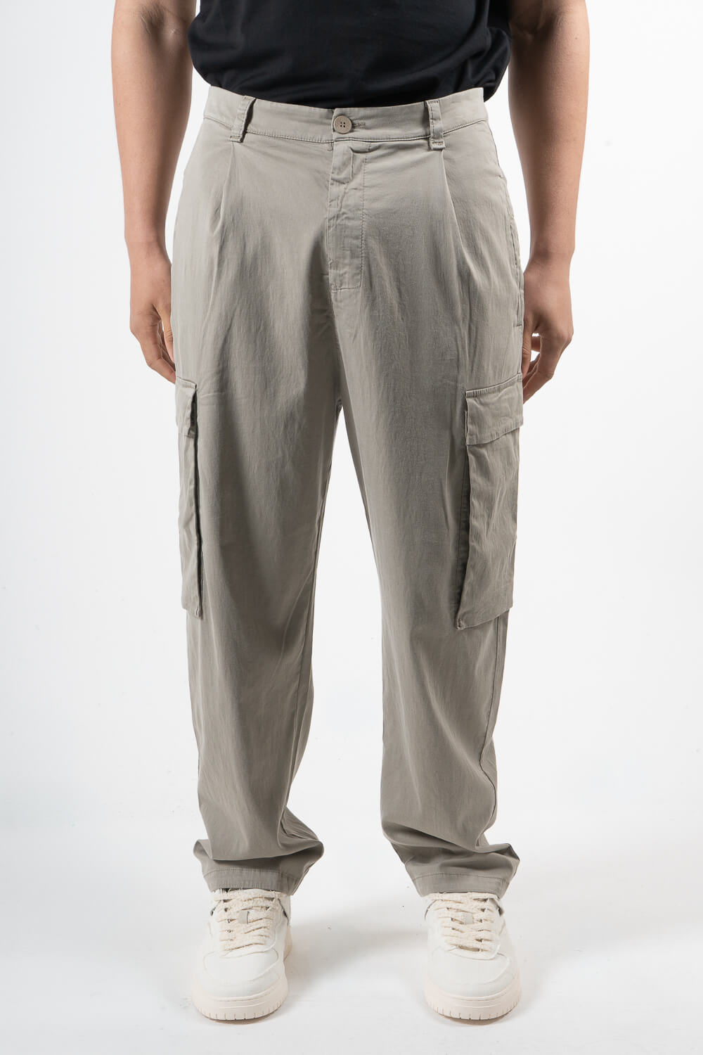 Ultra Soft Cotton Relaxed Fit Cargo Trouser Stone