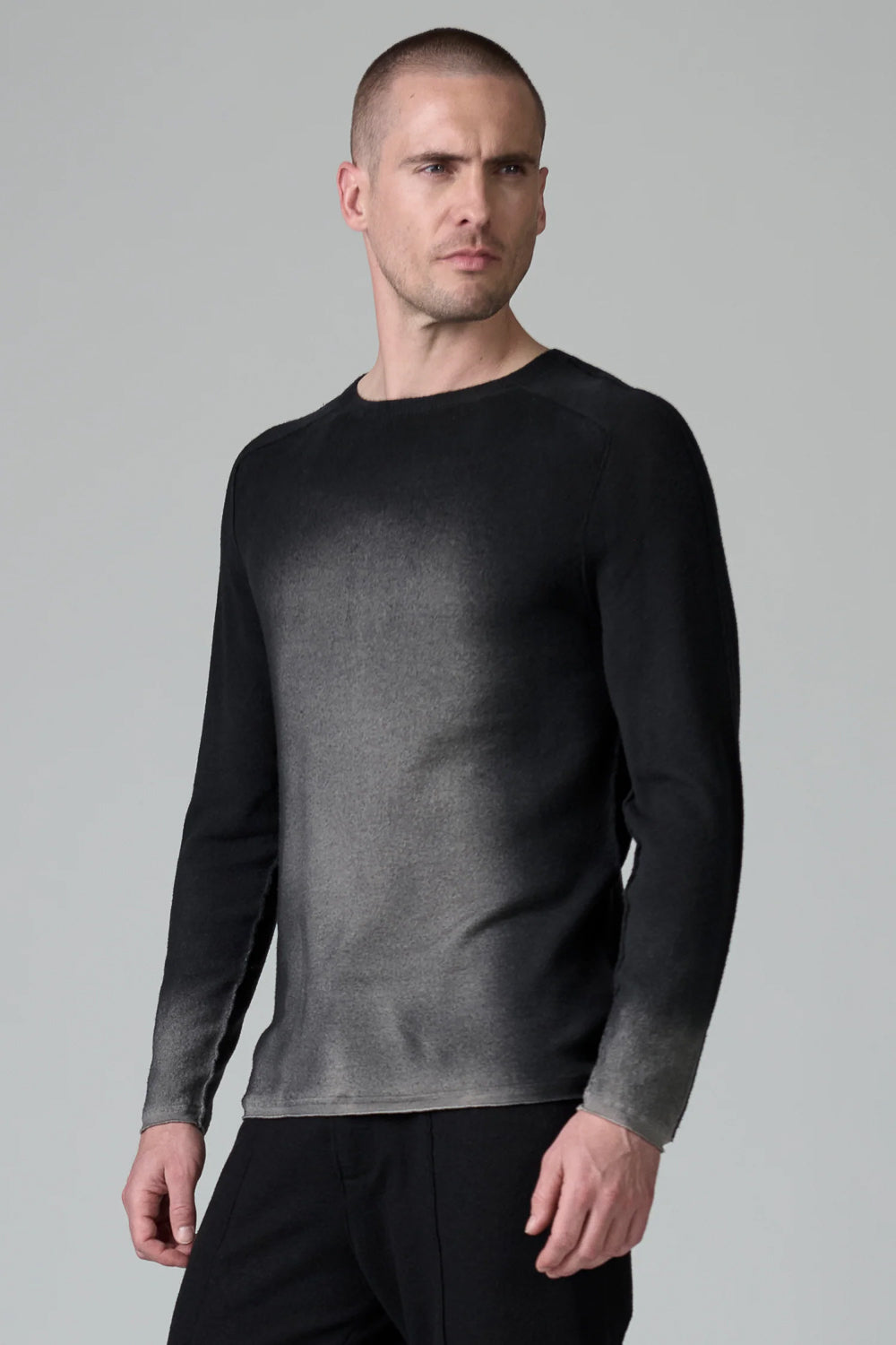 Ultra Soft Virgin Wool Spray Effect Sweater Black/Grey
