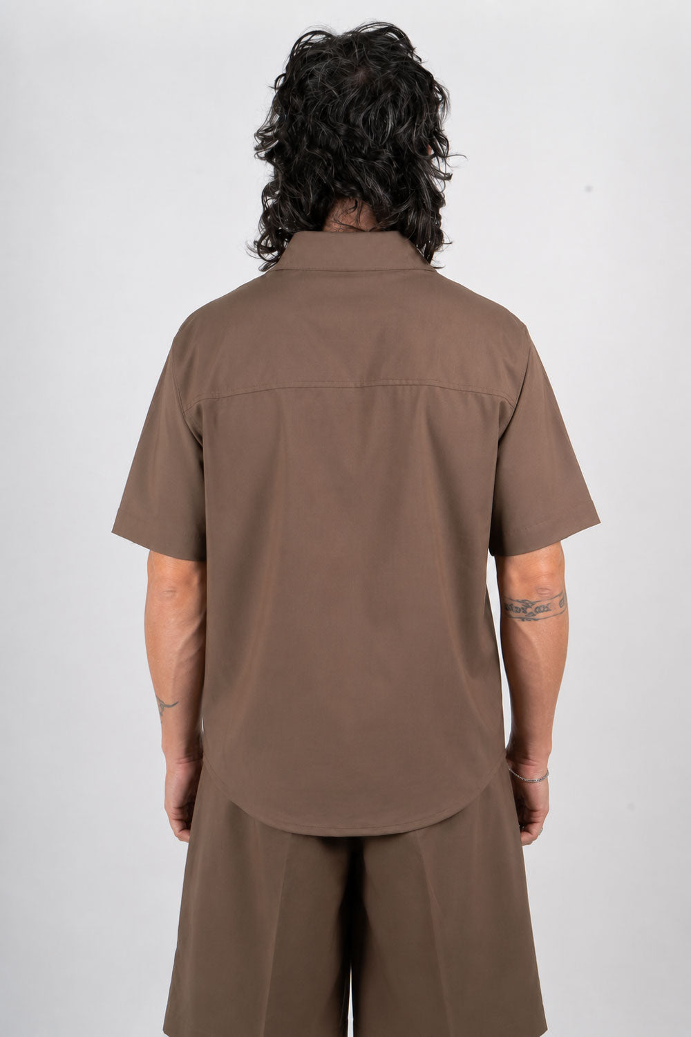 Ultrafine Blake Pocket Detail Button-Up Cotton Shirt Brown