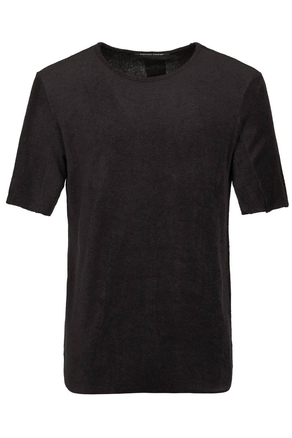 Velour Round Neck T-Shirt Black
