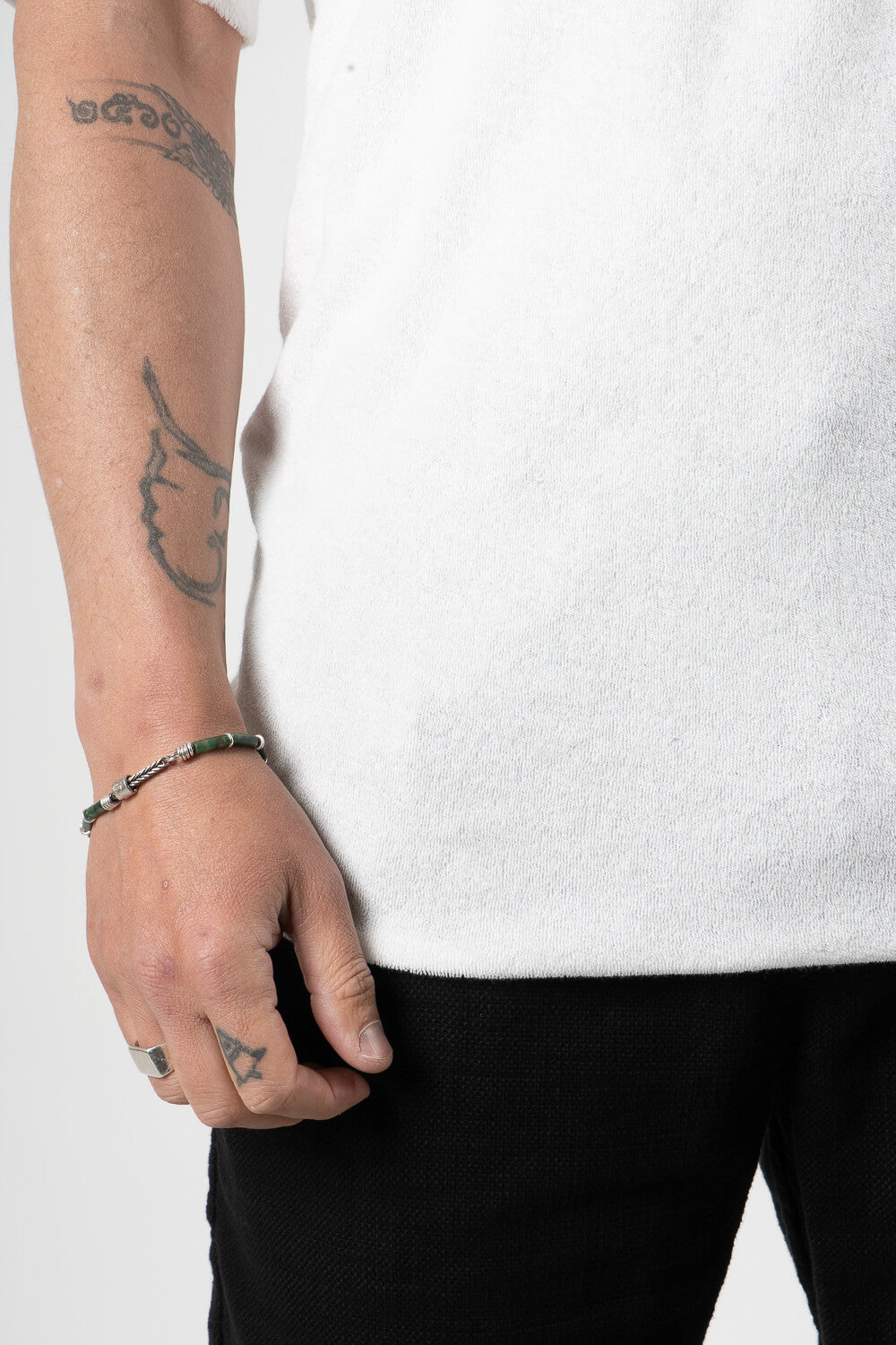 Velour Round Neck T-Shirt Cream