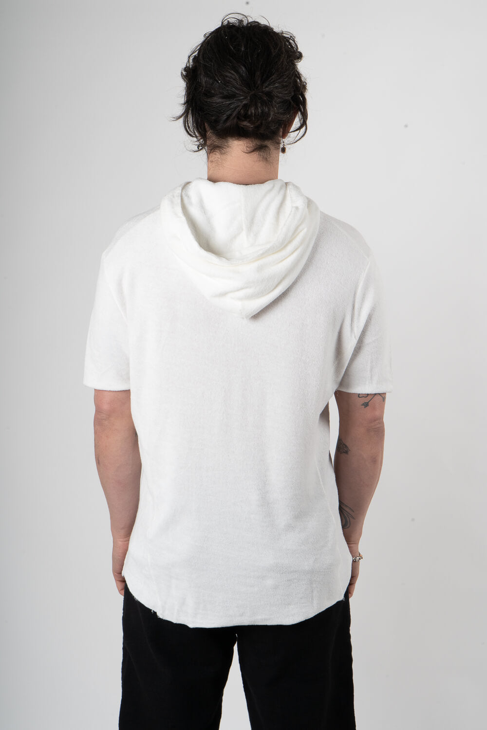 Velour Short Sleeve Hoodie Cream