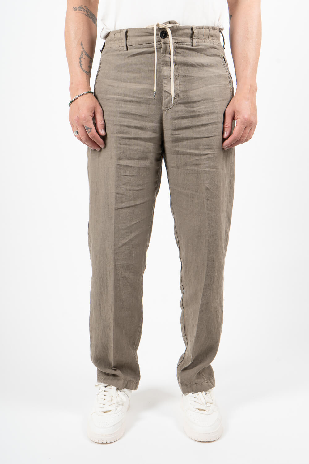 Vincent Italian Linen Drawstring Trousers Sand