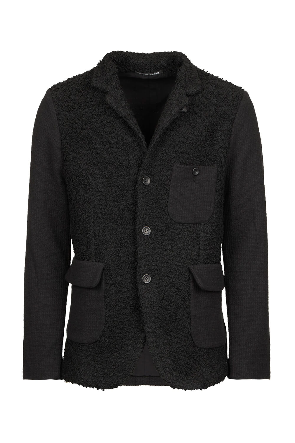 Virgin Wool Blend Textured Front Pocket Blazer/Jacket Black