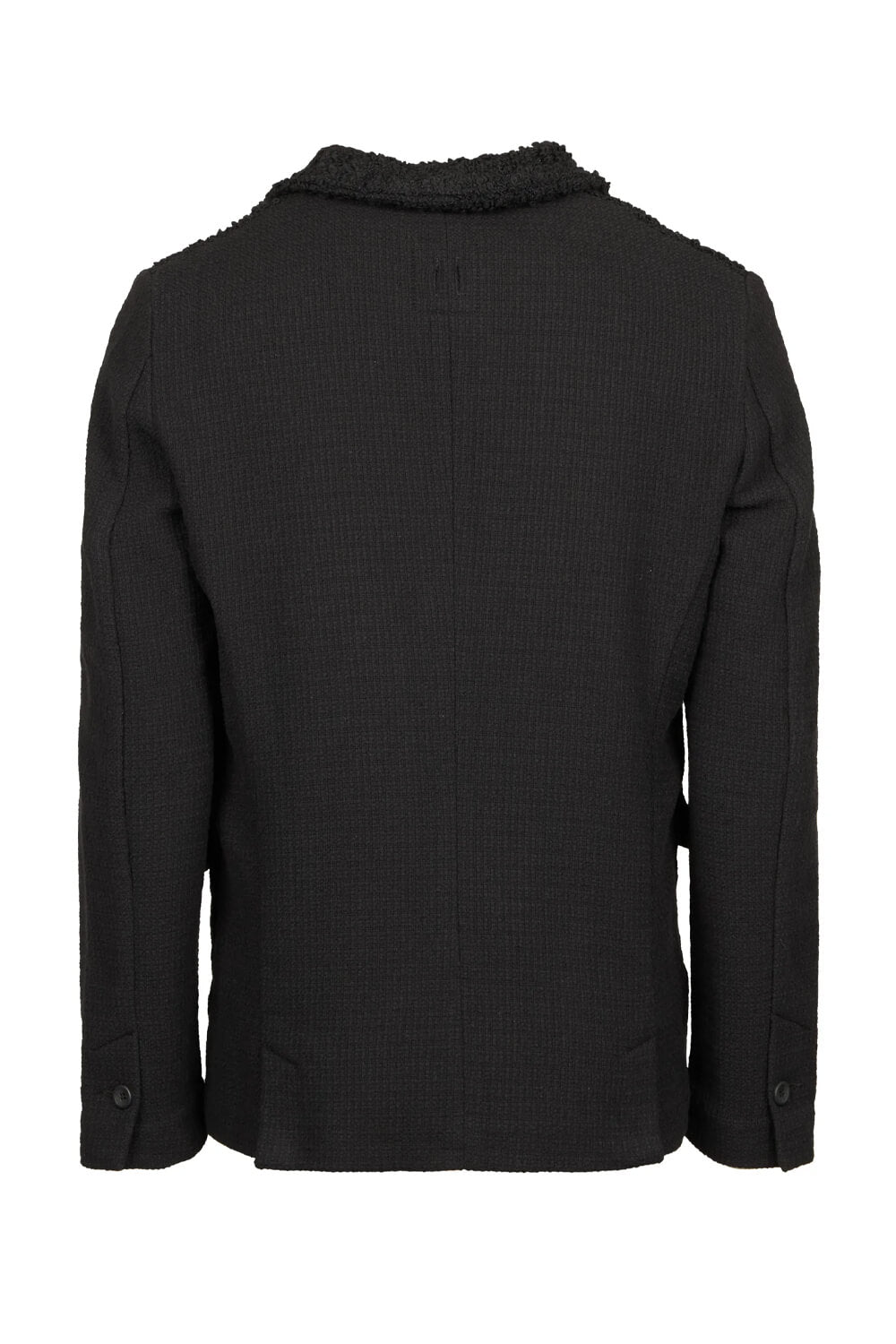 Virgin Wool Blend Textured Front Pocket Blazer/Jacket Black