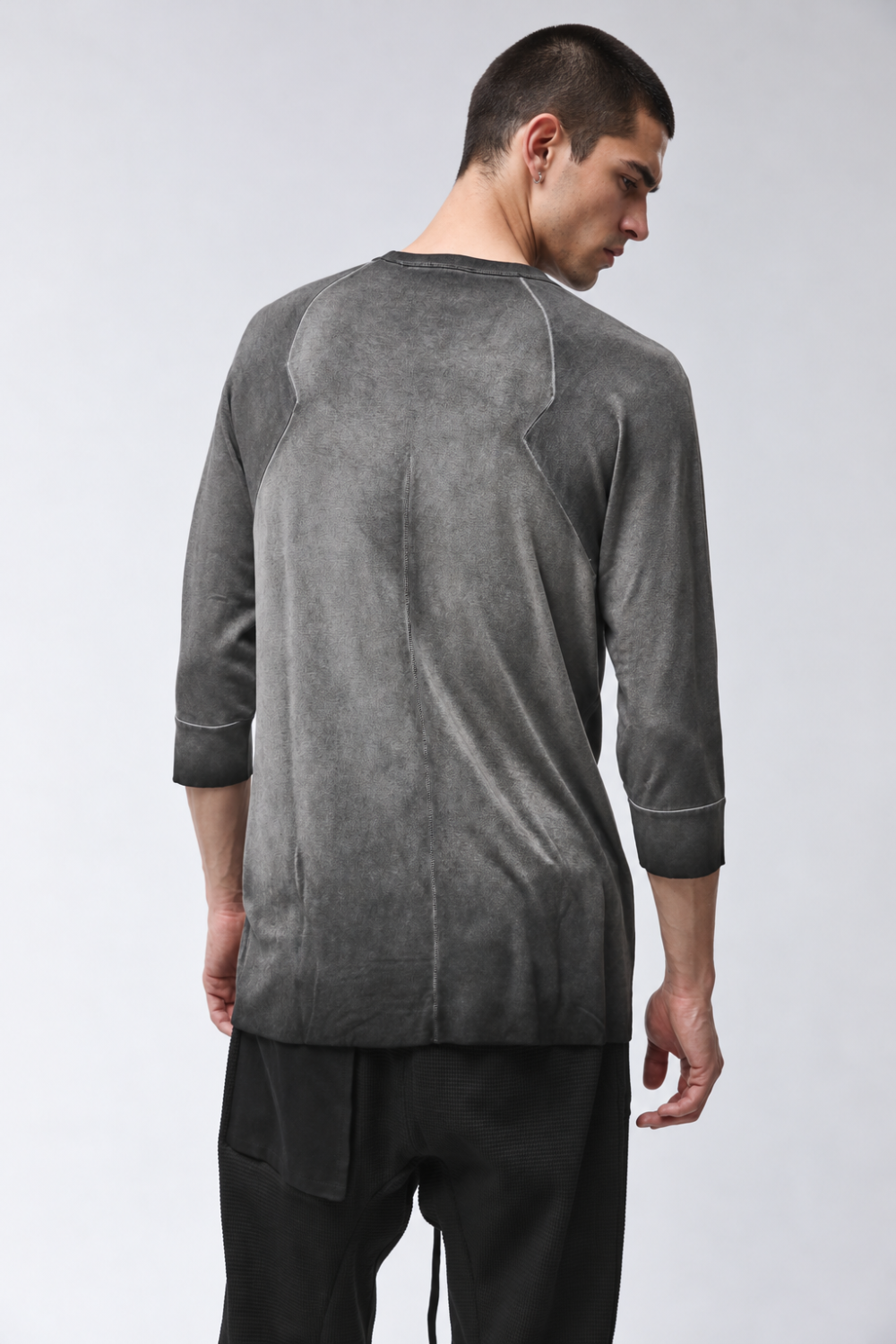 M TS 978 Cotton Round Neck 3/4 Sleeve T-Shirt Grey
