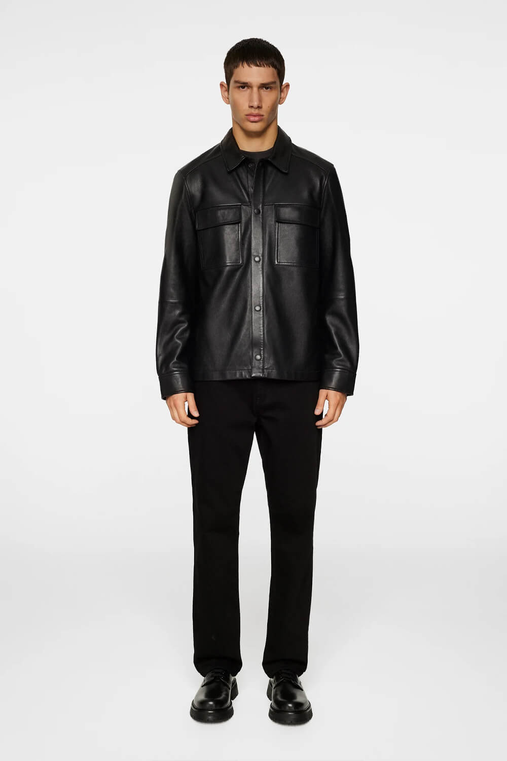 Wilden Lamb Leather Overshirt Black