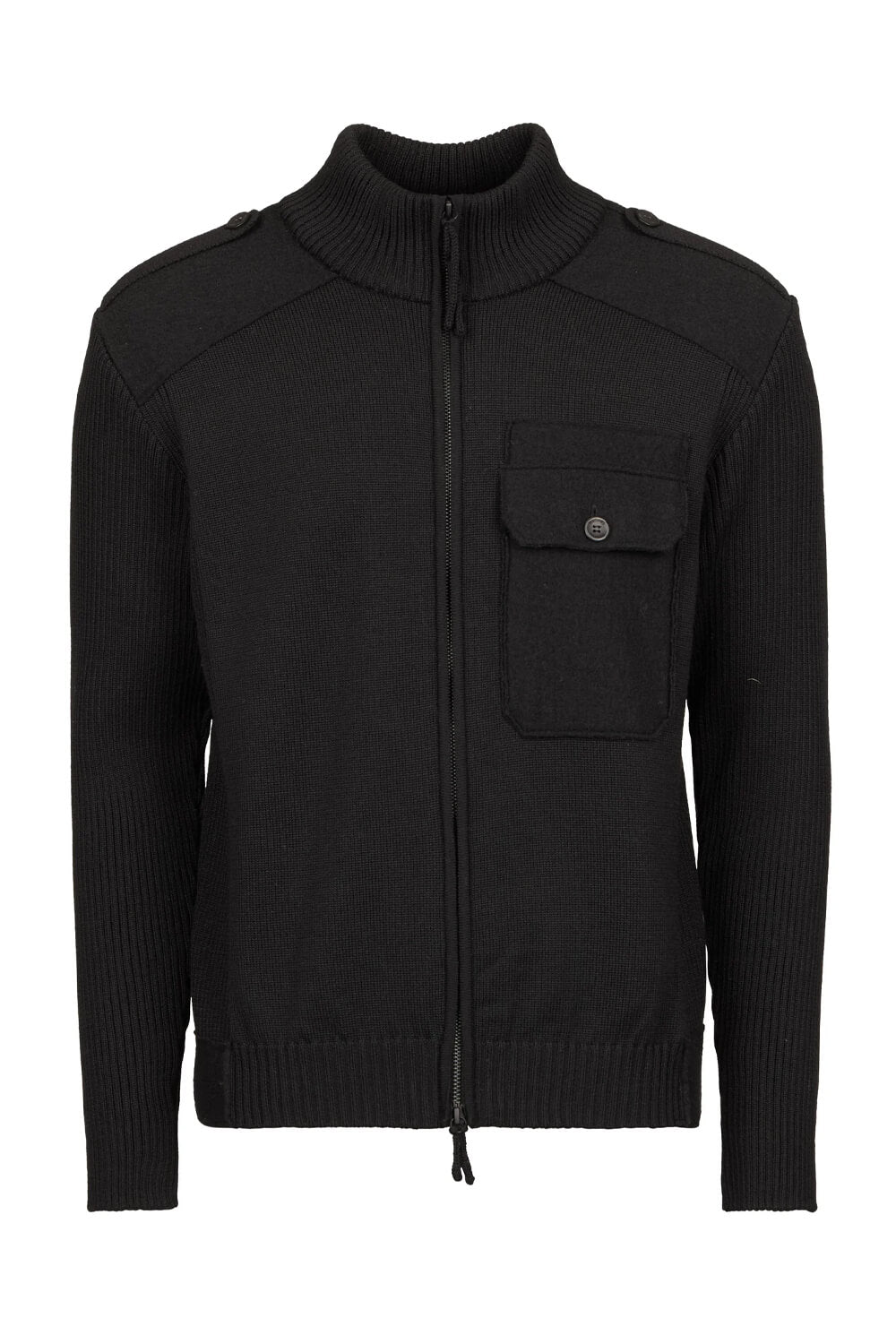 Zip-Up Lana Virgin Wool Jacket Black
