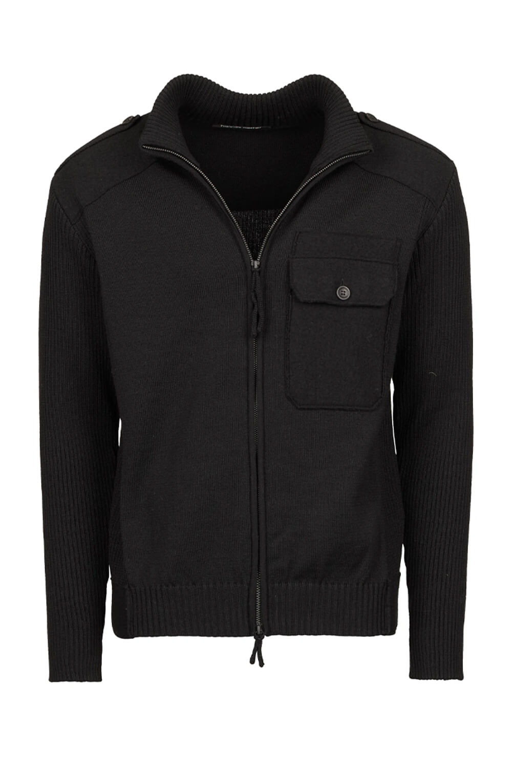 Zip-Up Lana Virgin Wool Jacket Black
