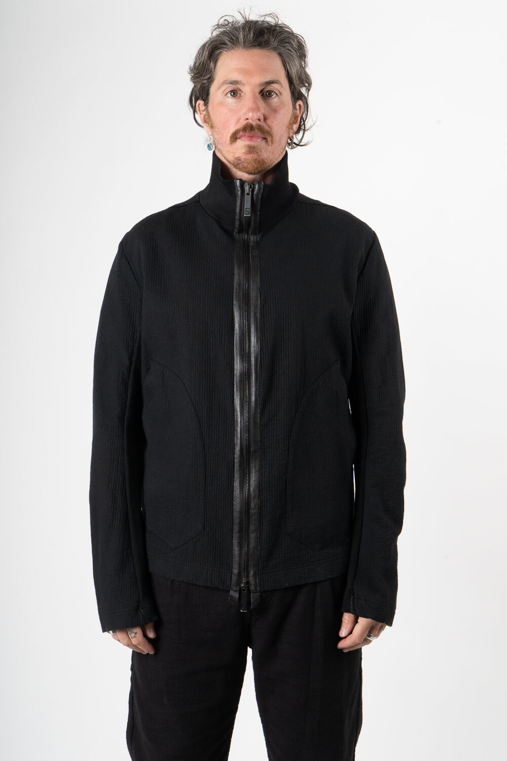 Zipper High Neck Jacket Black