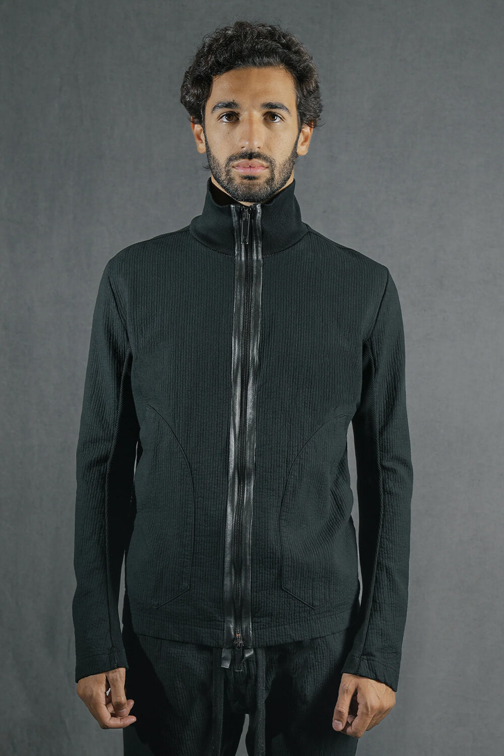 Zipper High Neck Jacket Black