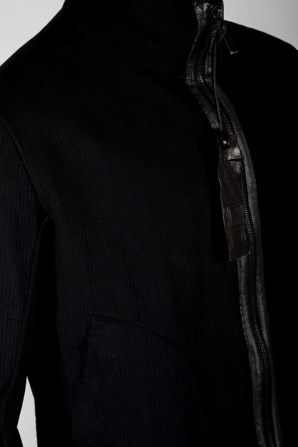 Zipper High Neck Jacket Black