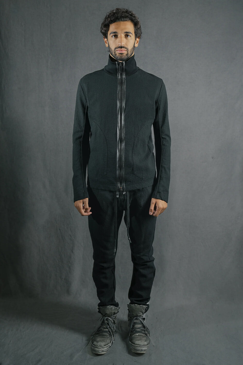 Zipper High Neck Jacket Black