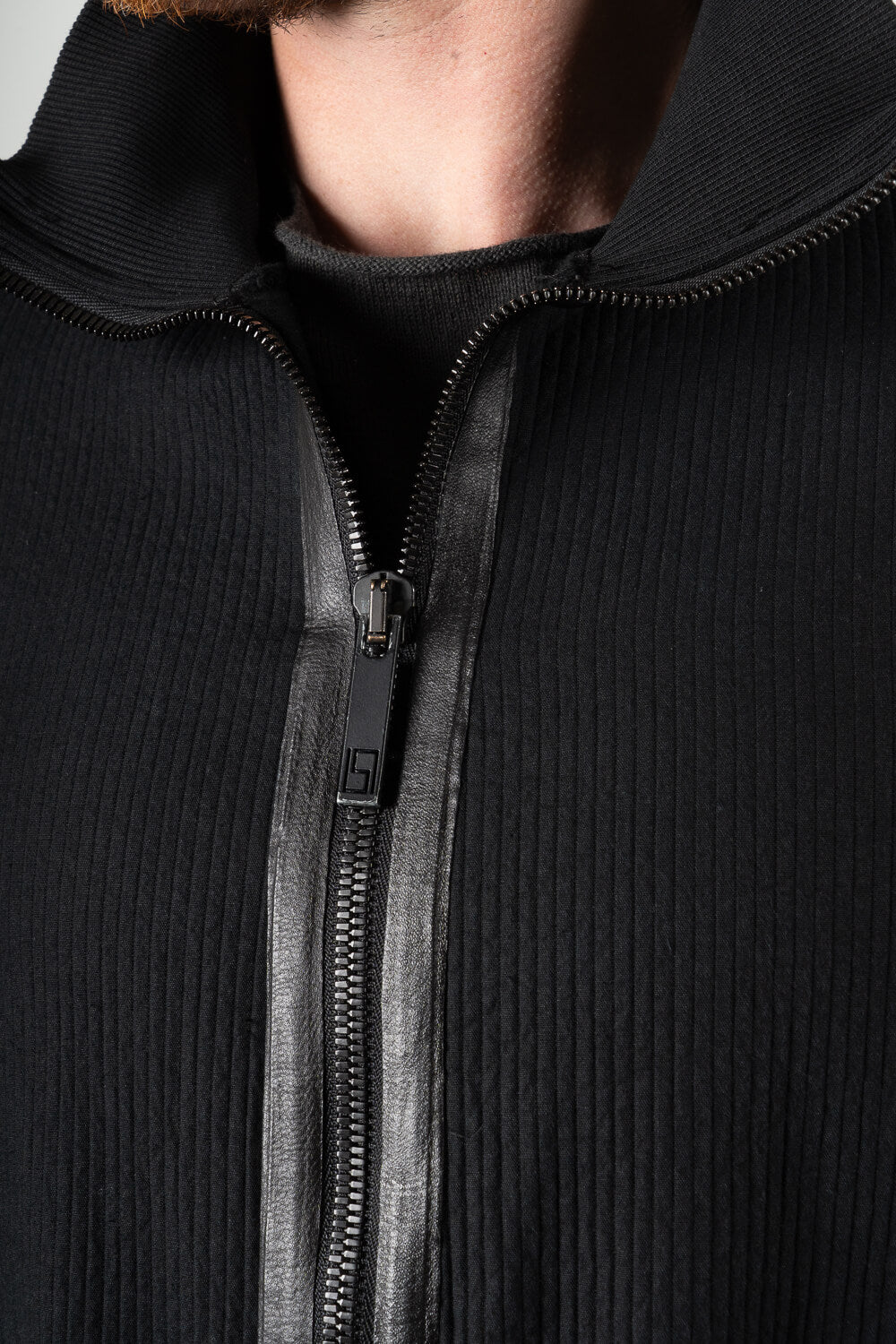 Zipper High Neck Jacket Black