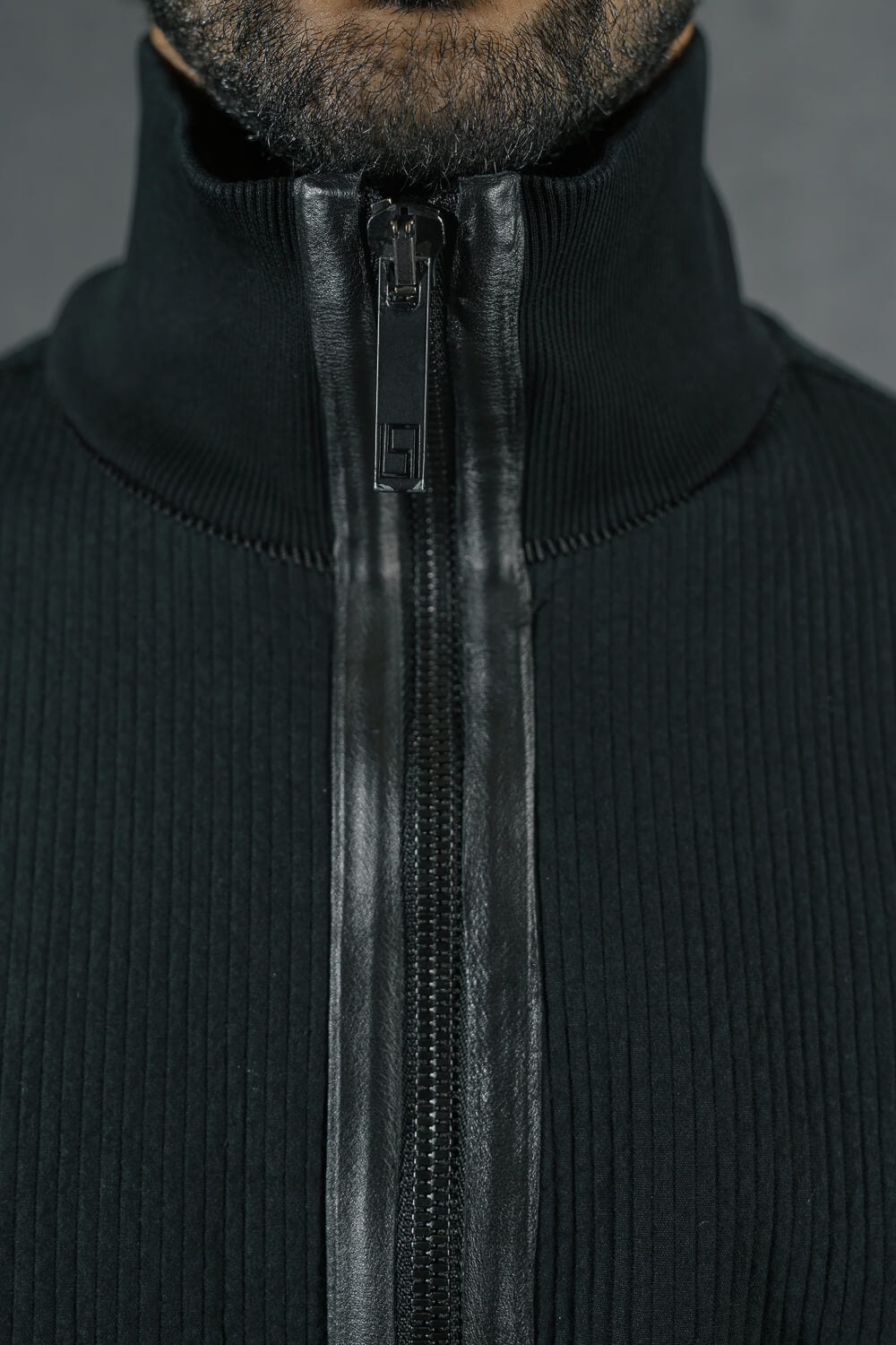 Zipper High Neck Jacket Black