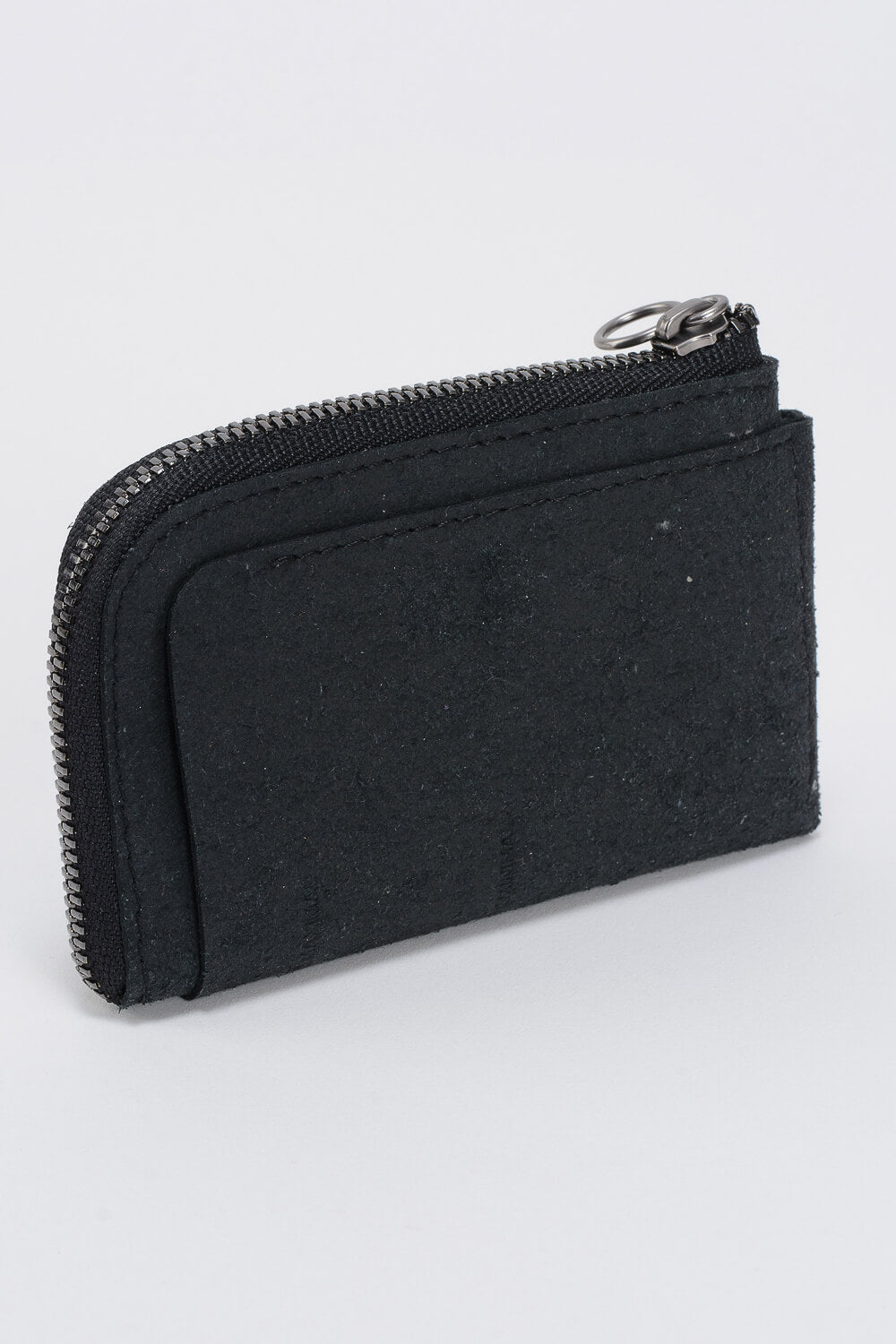 Zippered Recycled Leather Wallet Black