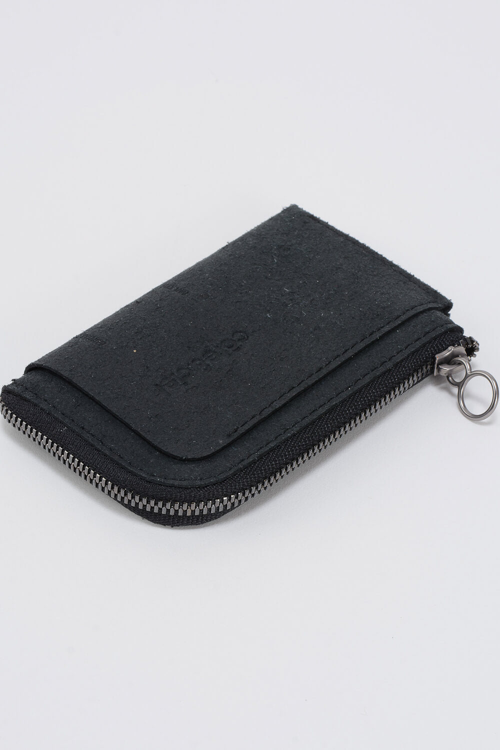 Zippered Recycled Leather Wallet Black